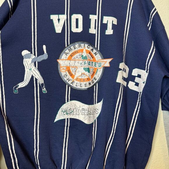 Vintage Voit Baseball Shirt, Dark Blue with White and Gray Sleeves Men's size L - Picture 4 of 9
